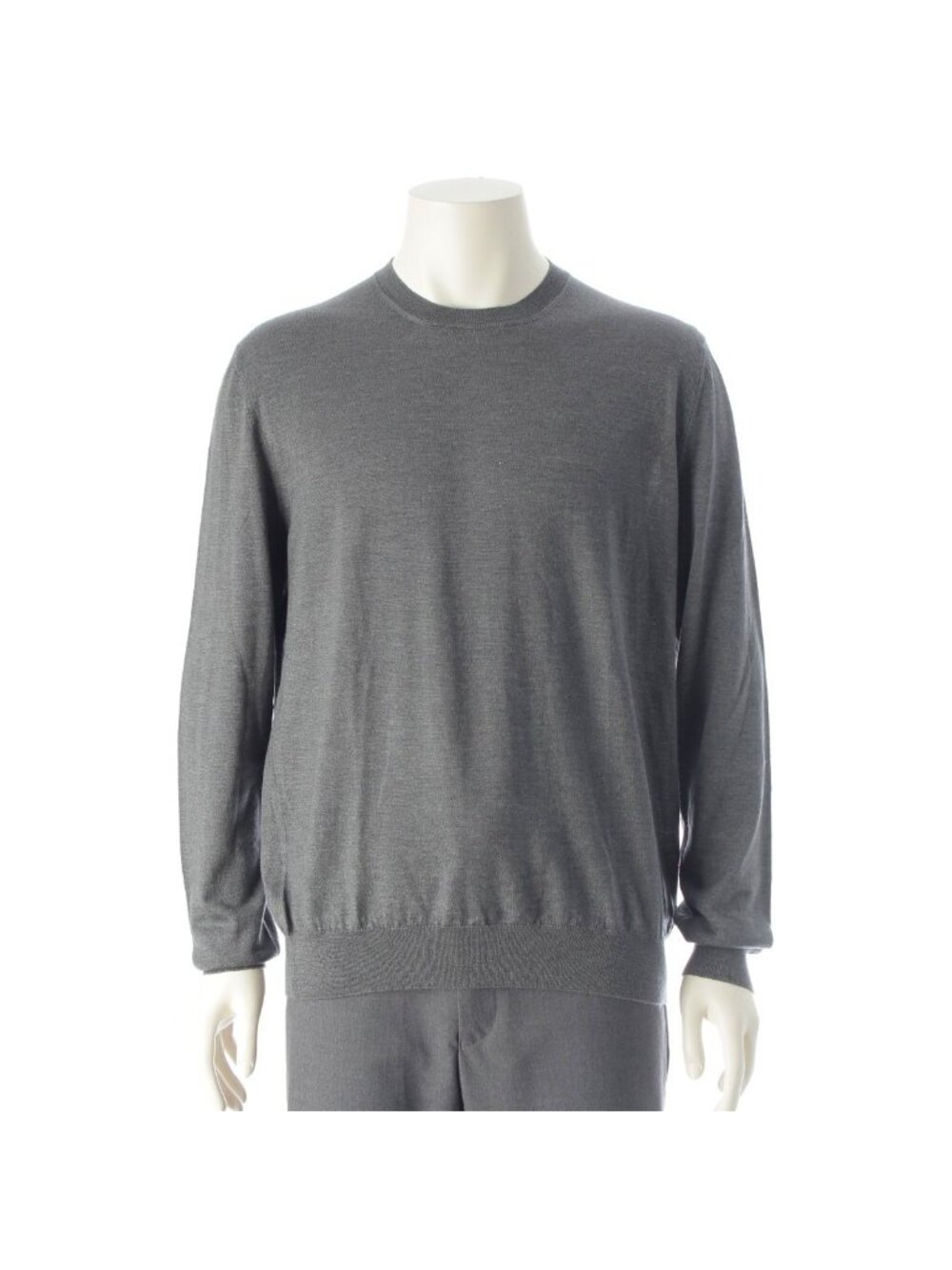 Prada Cashmere Silk Triangle Logo Classic Crew Neck Knit Sweater Gray 52
